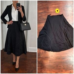 AUTOGRAPH LINEN BLACK EMBROIDERED SKIRT